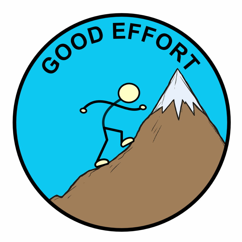 Good Effort sticker used in the Taekwon-Do Kids Program to reward significant improvement in effort or consistently showing reasonable effort.