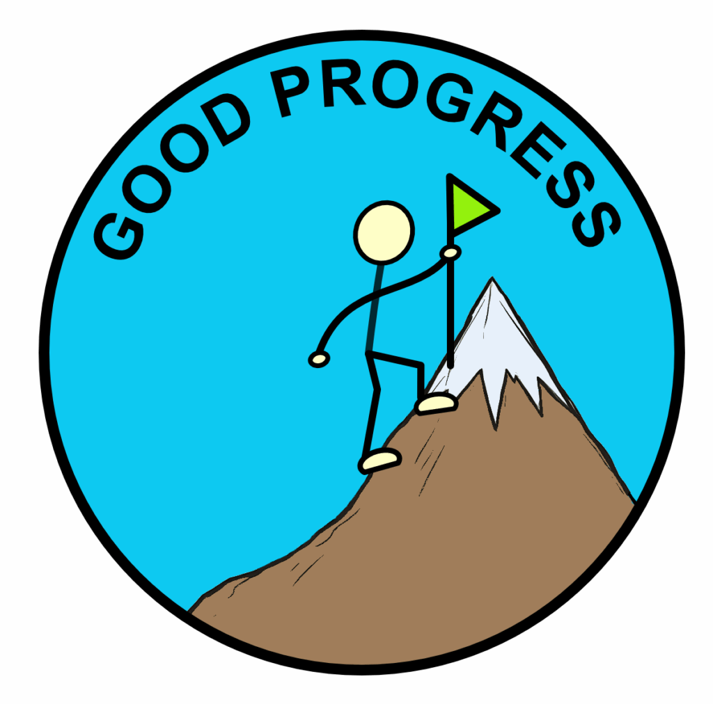 Good Progress sticker used in the Taekwon-Do Kids Program to recognize significant skill improvement