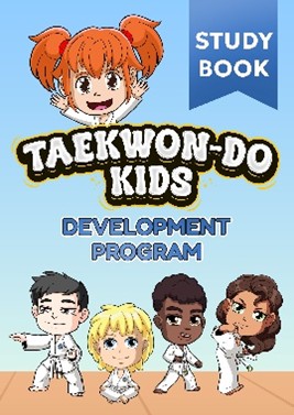 Taekwon-Do Kids Program study book containing knowledge, exercises, and homework tasks for student learning