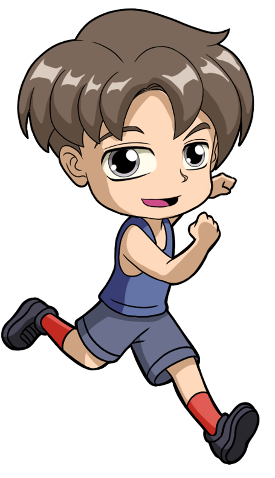 Boy running as part of the health and fitness training in the Taekwon-Do Kids Program